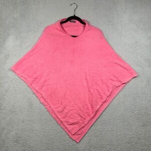 Handmade Nepal 100% Cashmere Poncho Wrap Pink One Size Luxury Knit Barbiecore